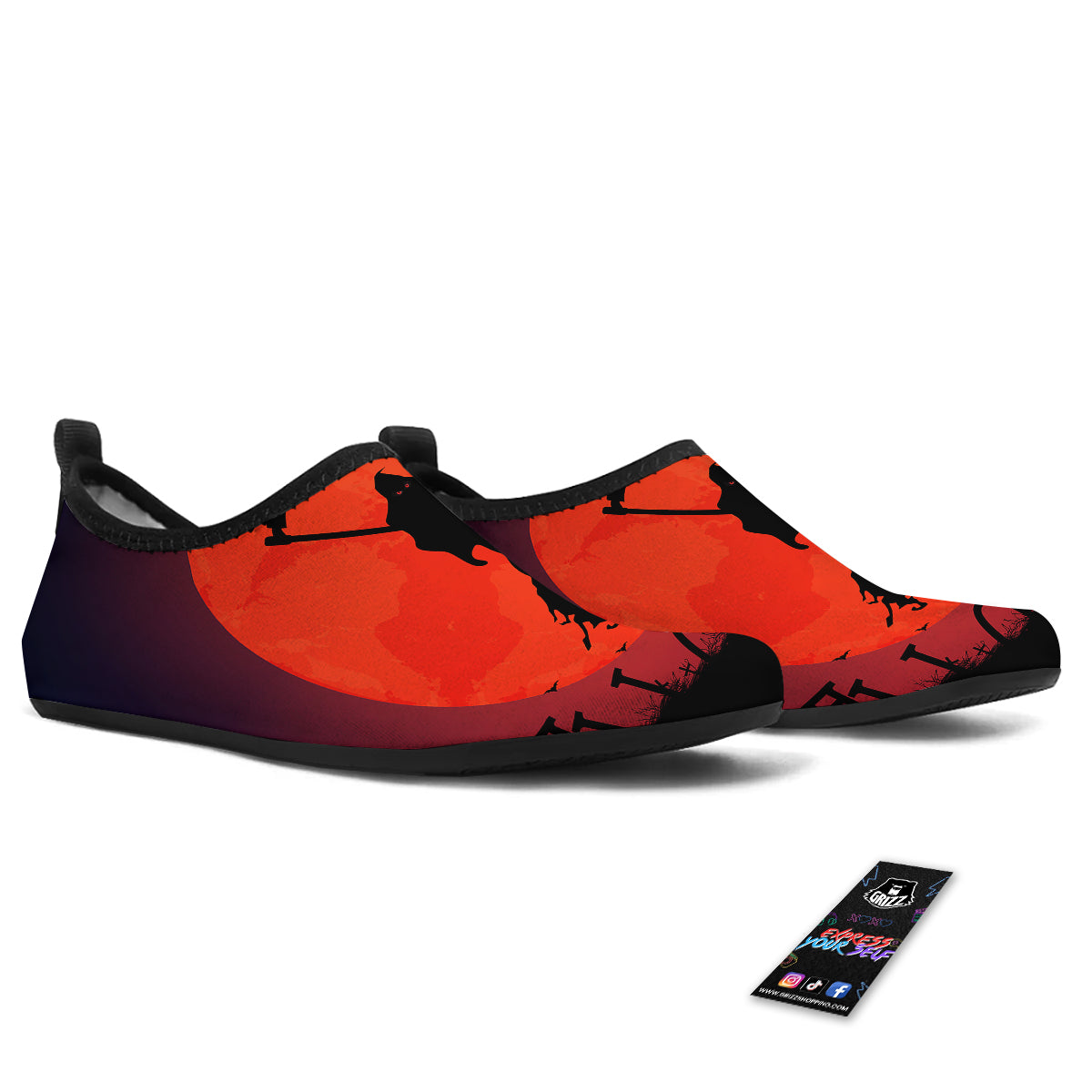 Halloween Grim Reaper Print Water Shoes-grizzshop