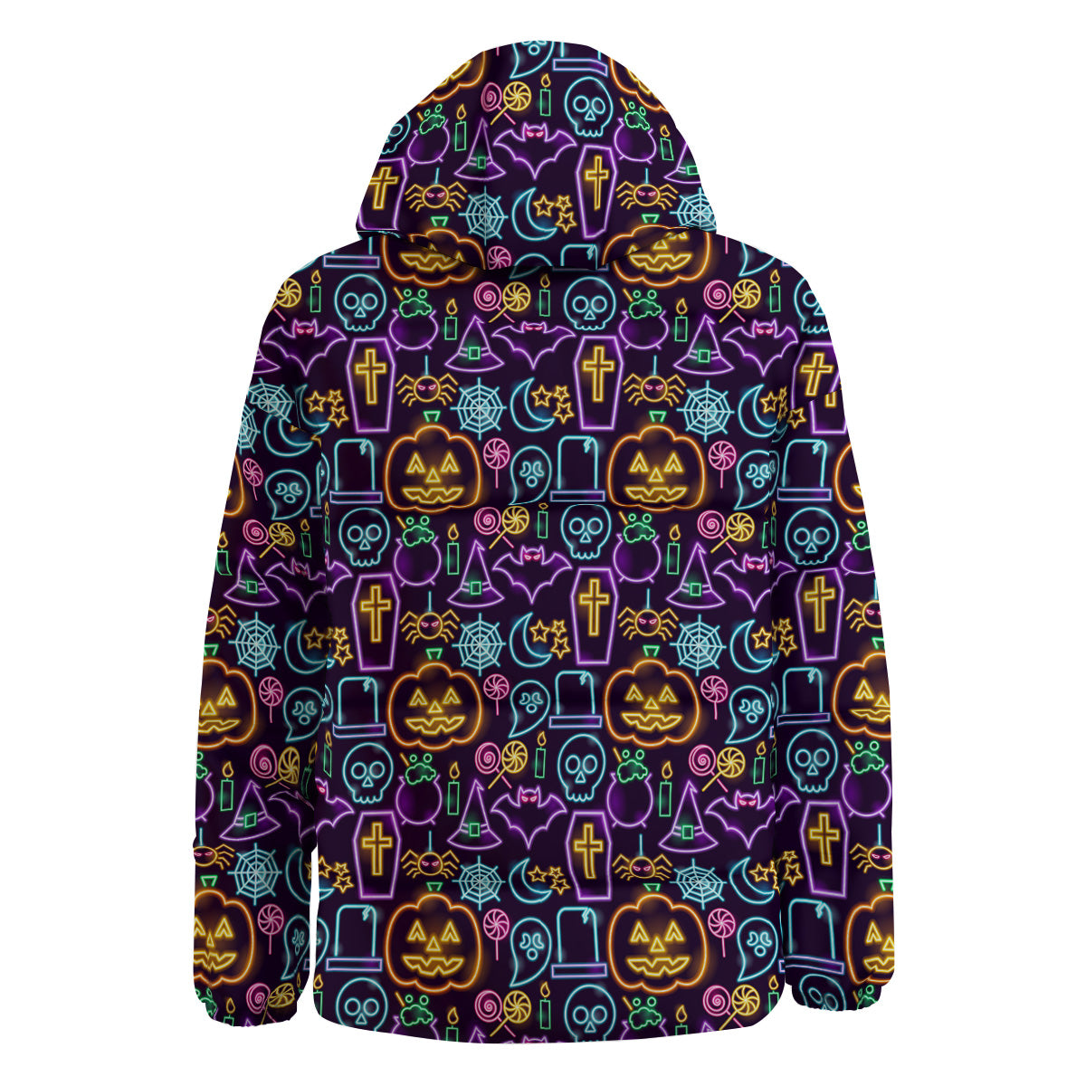 Halloween Neon Cute Print Pattern Down Jacket-grizzshop