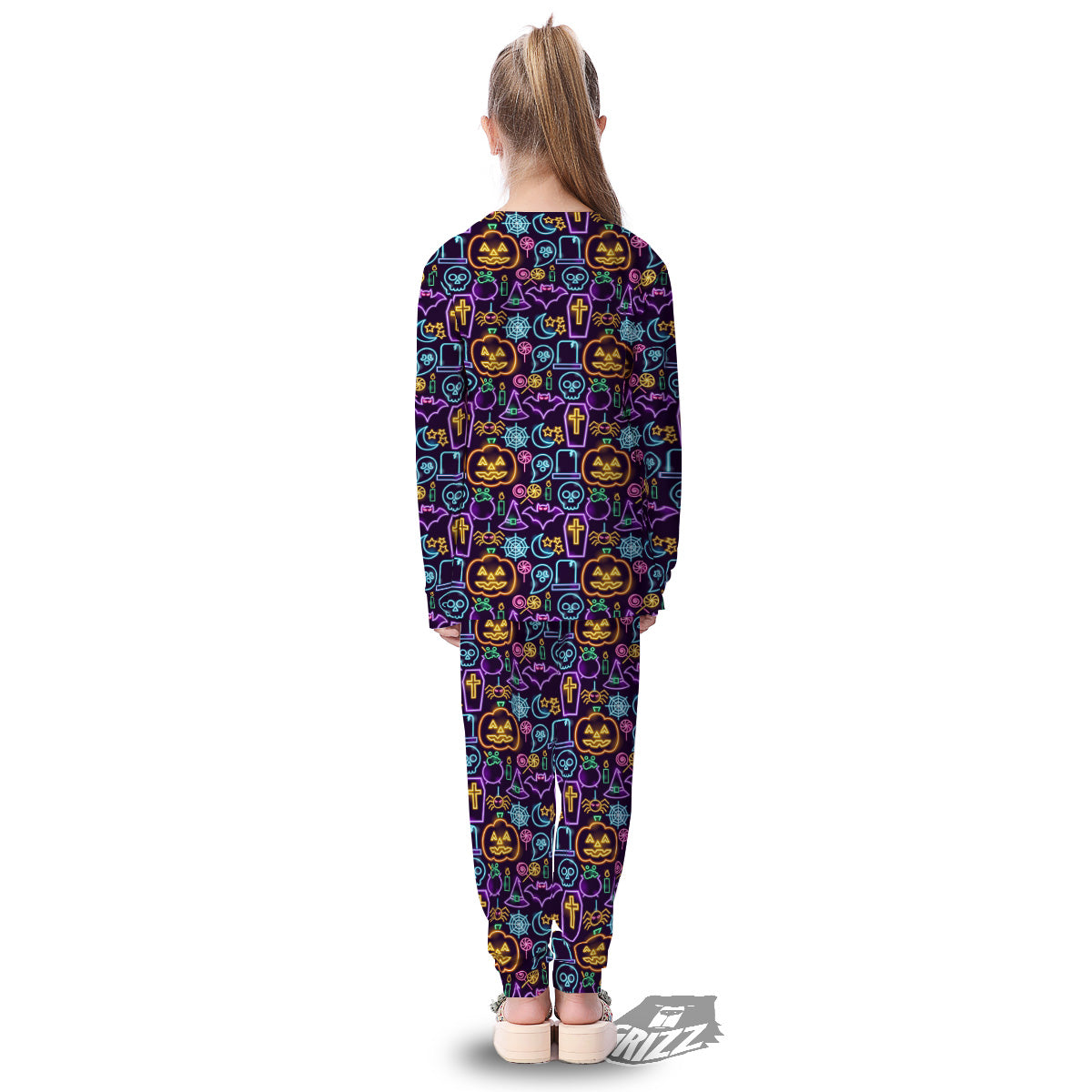 Halloween Neon Cute Print Pattern Kid's Pajamas-grizzshop