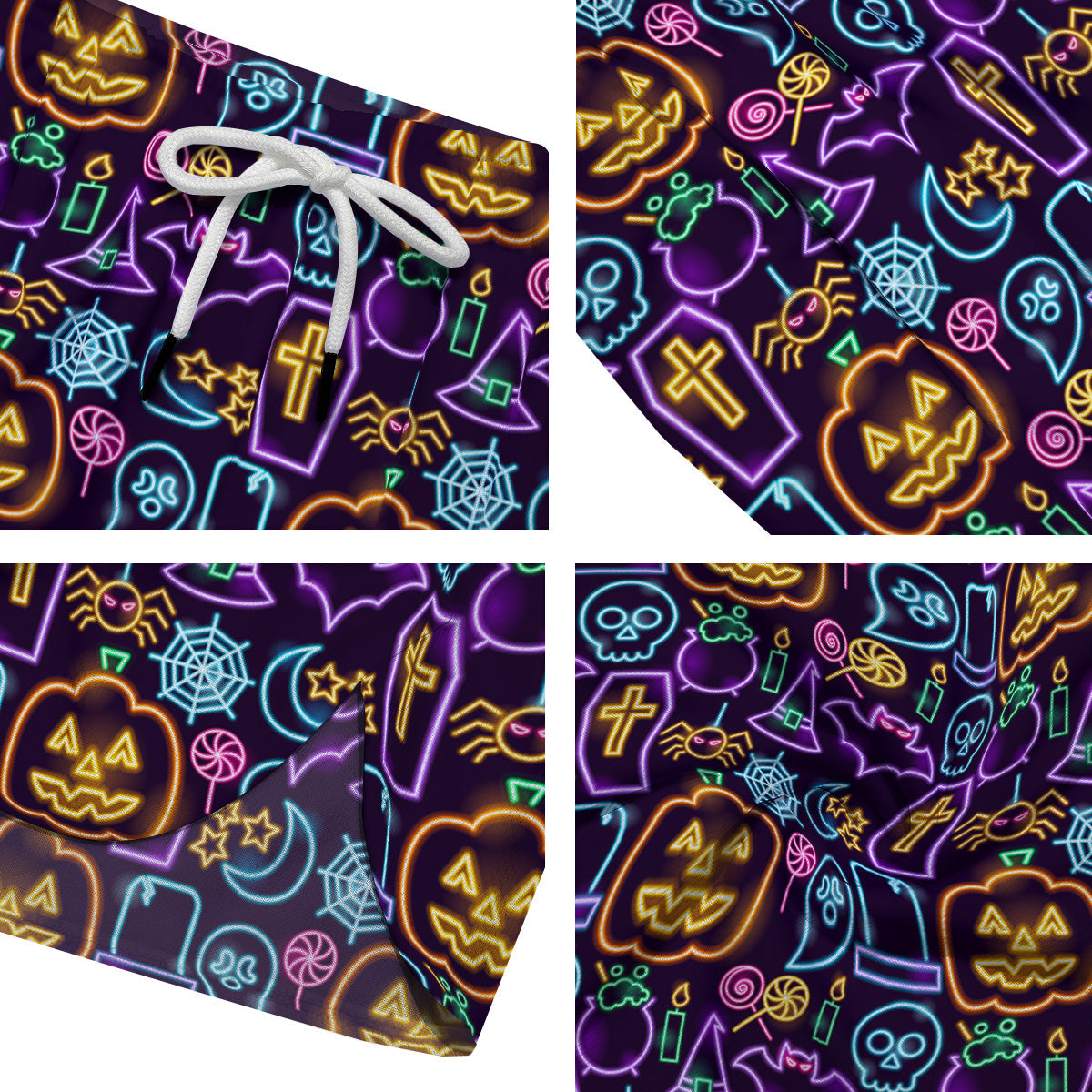 Halloween Neon Cute Print Pattern Men's Running Shorts-grizzshop