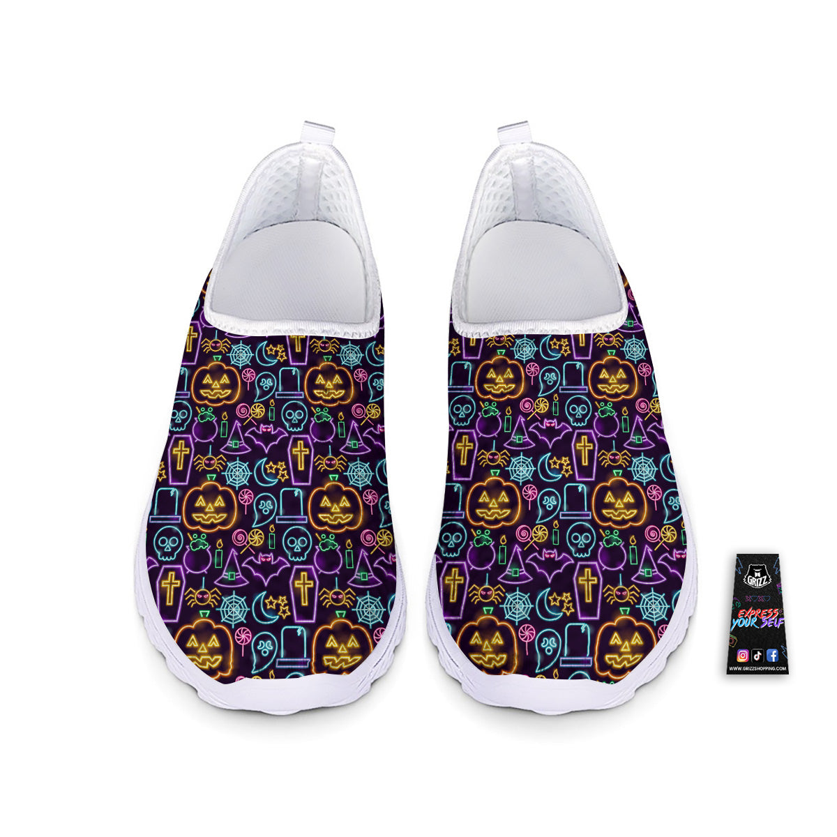 Halloween Neon Cute Print Pattern Nurse Shoes-grizzshop