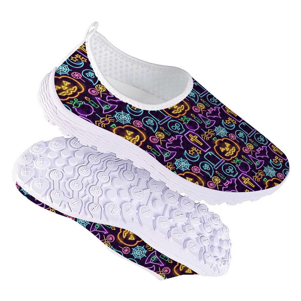 Halloween Neon Cute Print Pattern Nurse Shoes-grizzshop
