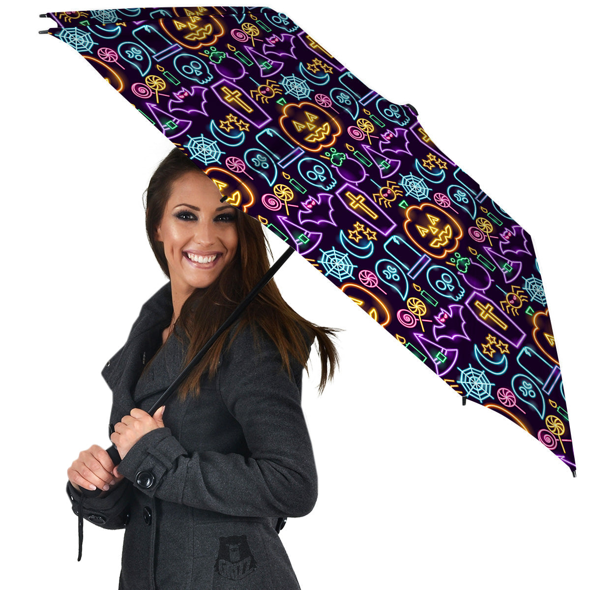 Halloween Neon Cute Print Pattern Umbrella-grizzshop