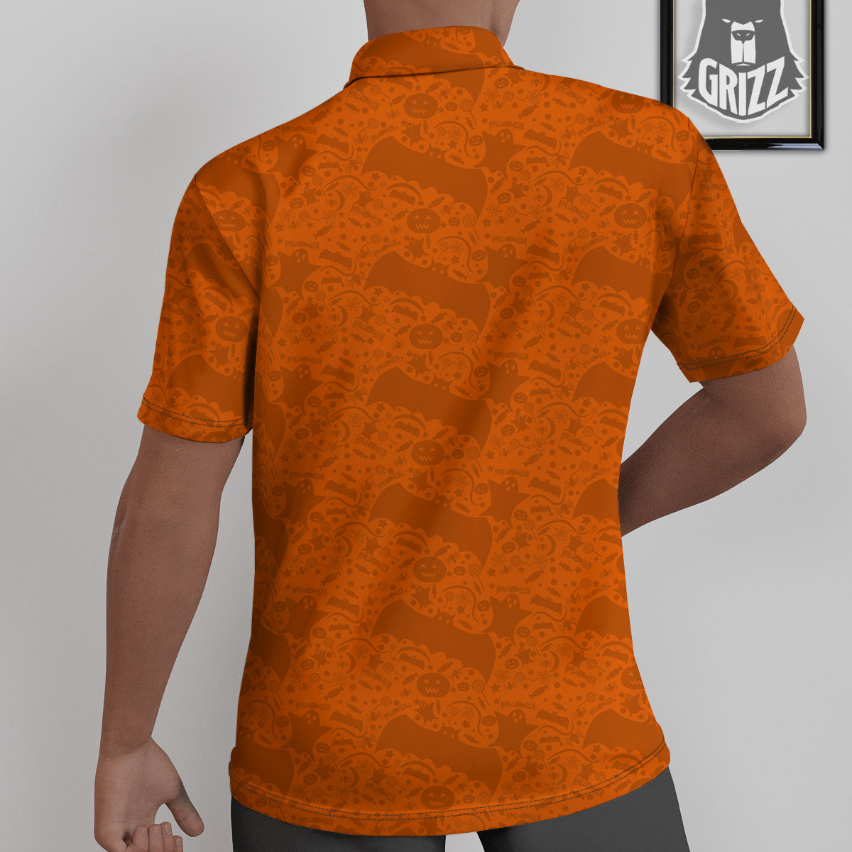 Halloween Orange Print Pattern Untucked Shirts-grizzshop