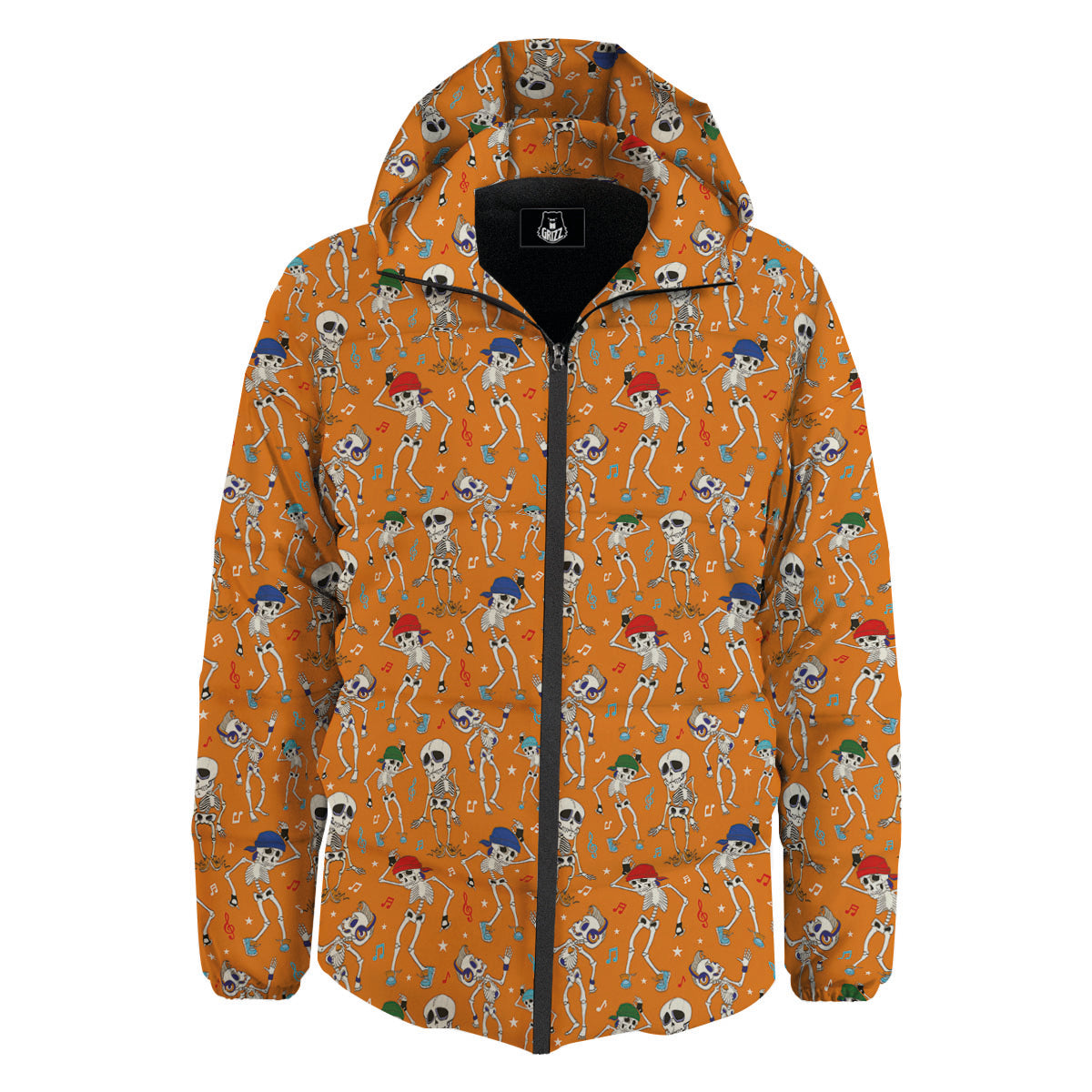 Halloween Party Orange Print Pattern Down Jacket-grizzshop