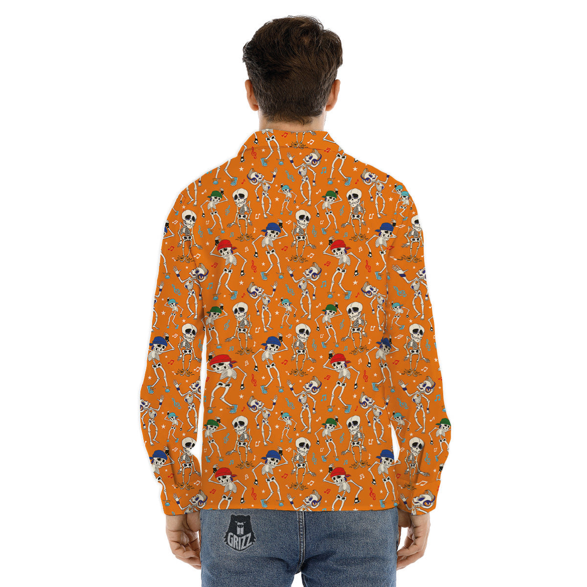 Halloween Party Orange Print Pattern Men's Dress Shirts-grizzshop
