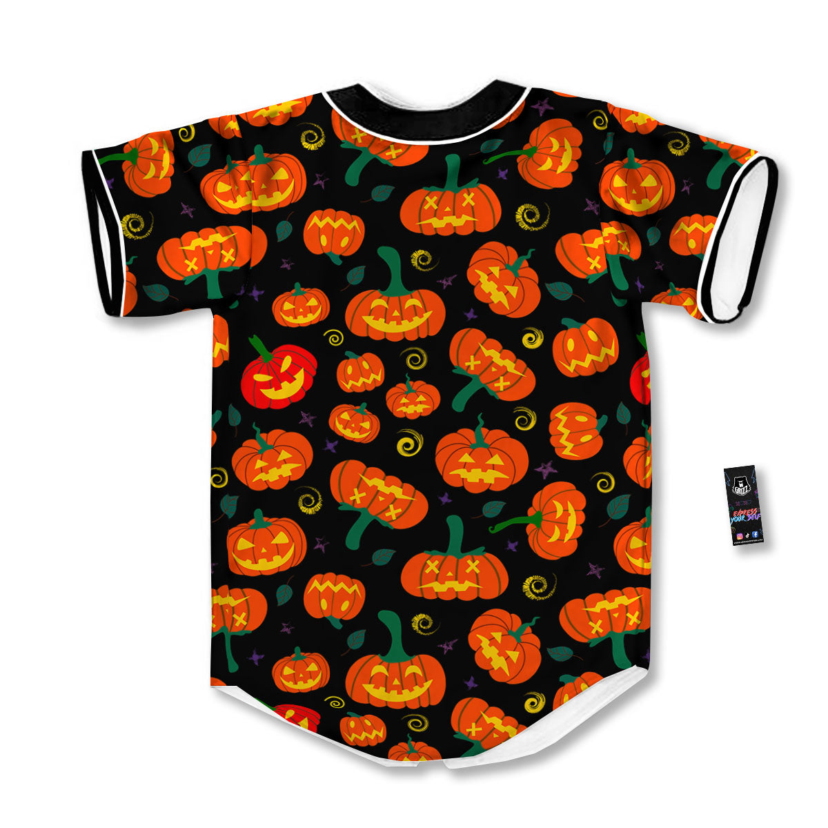 Halloween Pumpkin Print Pattern Baseball Jersey-grizzshop