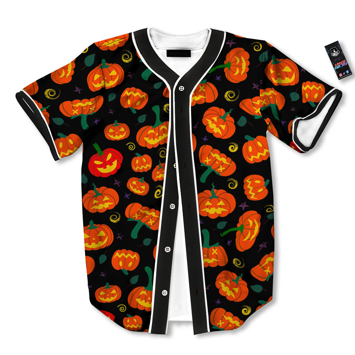 Halloween Pumpkin Print Pattern Baseball Jersey-grizzshop
