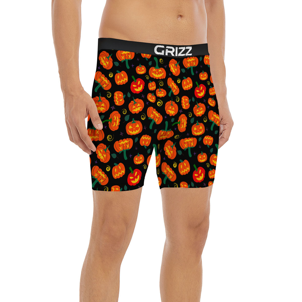 Halloween Pumpkin Print Pattern Boxer Briefs-grizzshop