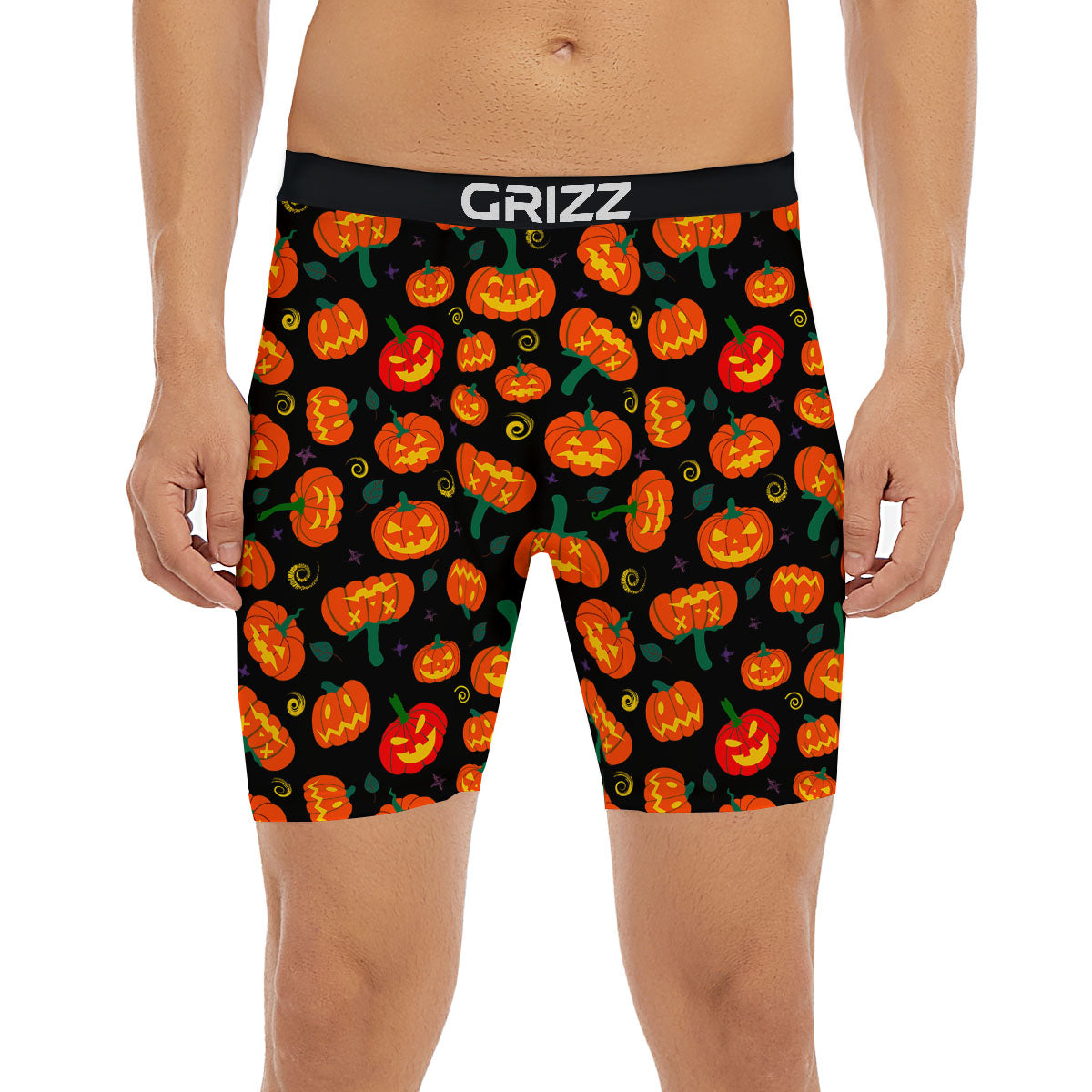 Halloween Pumpkin Print Pattern Boxer Briefs-grizzshop