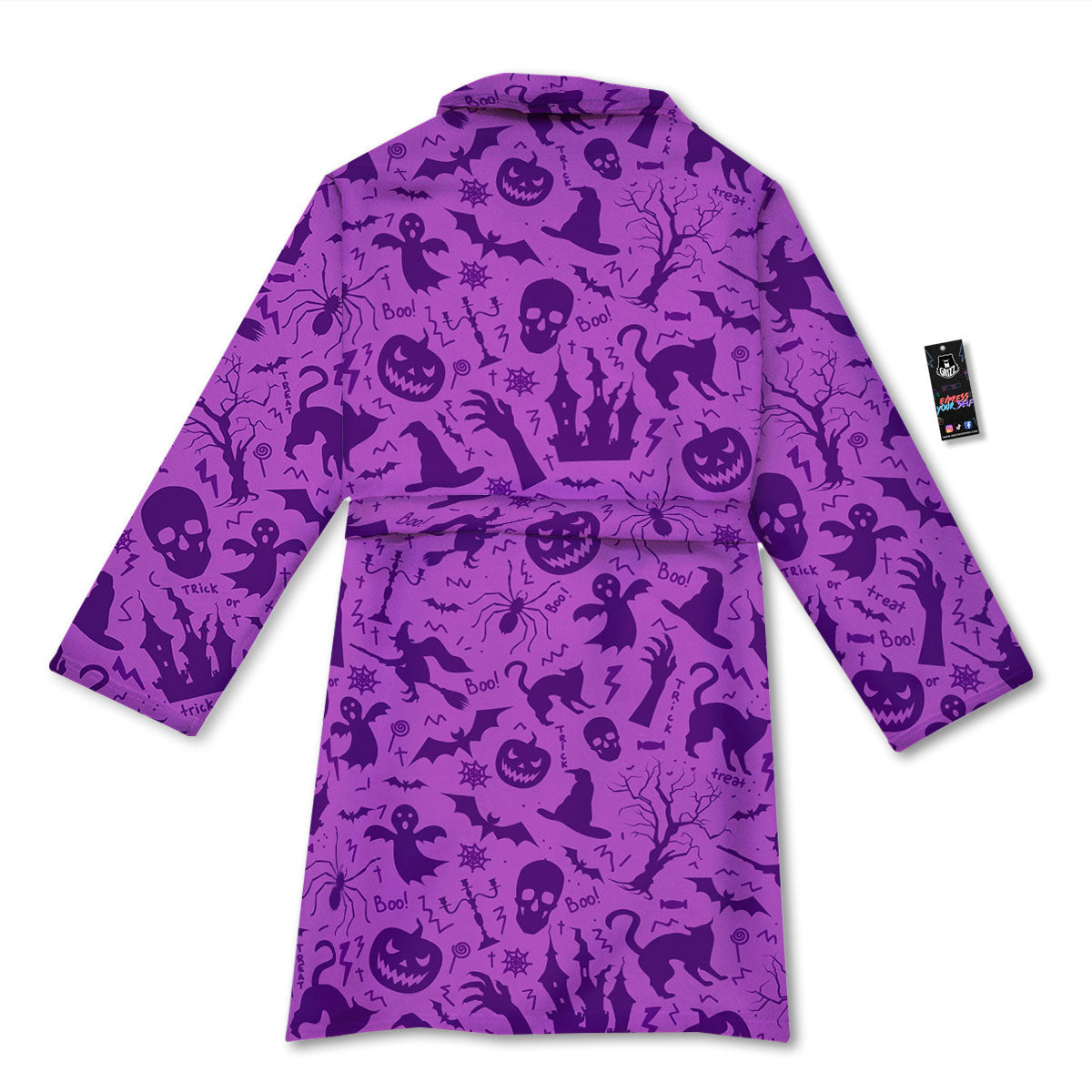 Halloween Purple Print Pattern Bathrobe-grizzshop