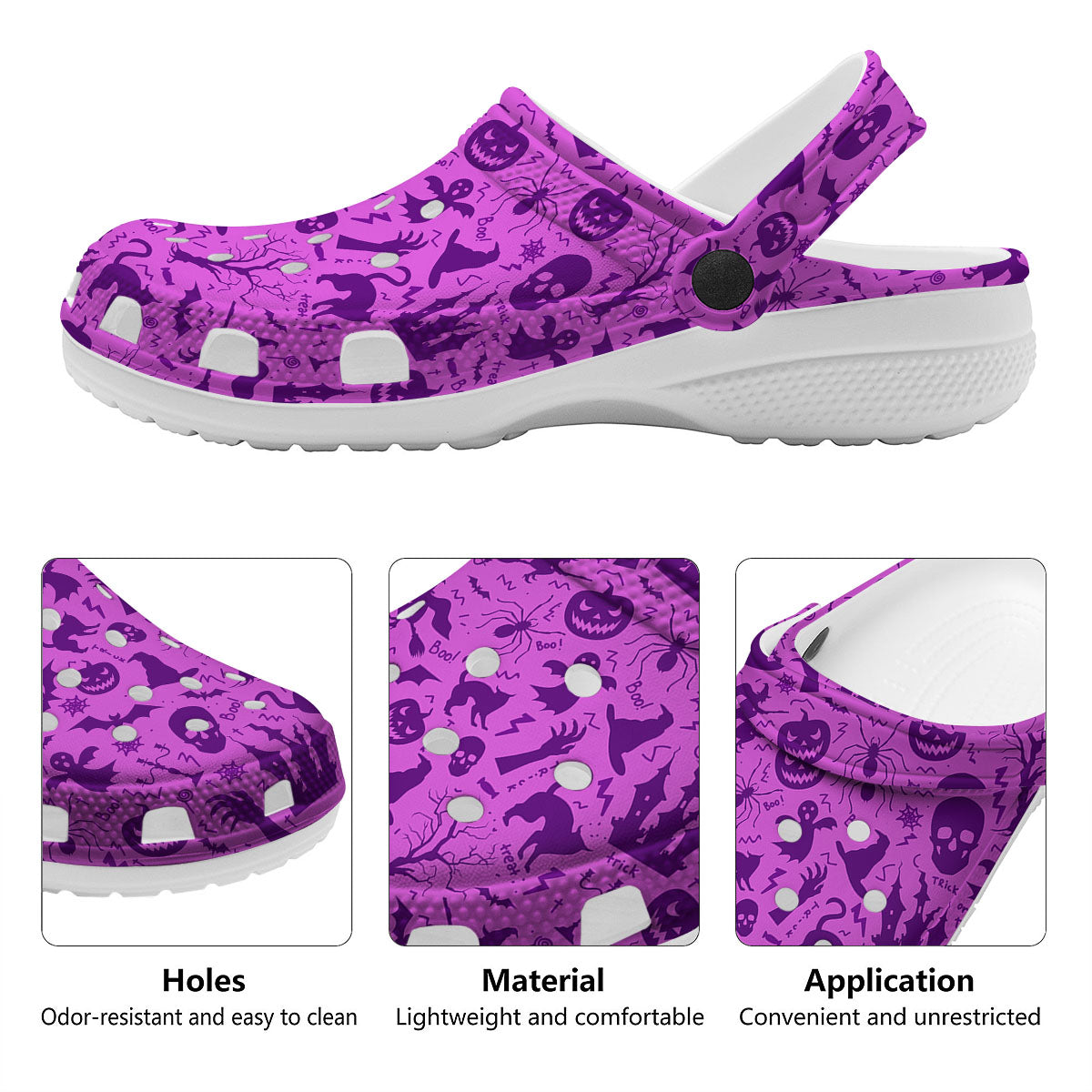 Halloween Purple Print Pattern Clog-grizzshop