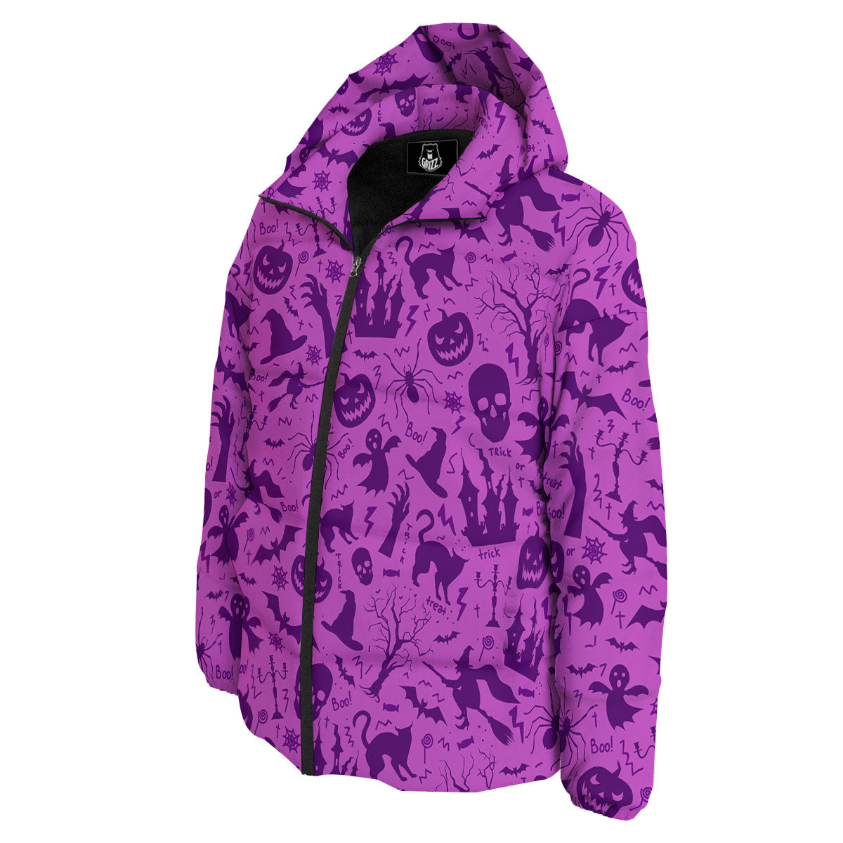 Halloween Purple Print Pattern Down Jacket-grizzshop