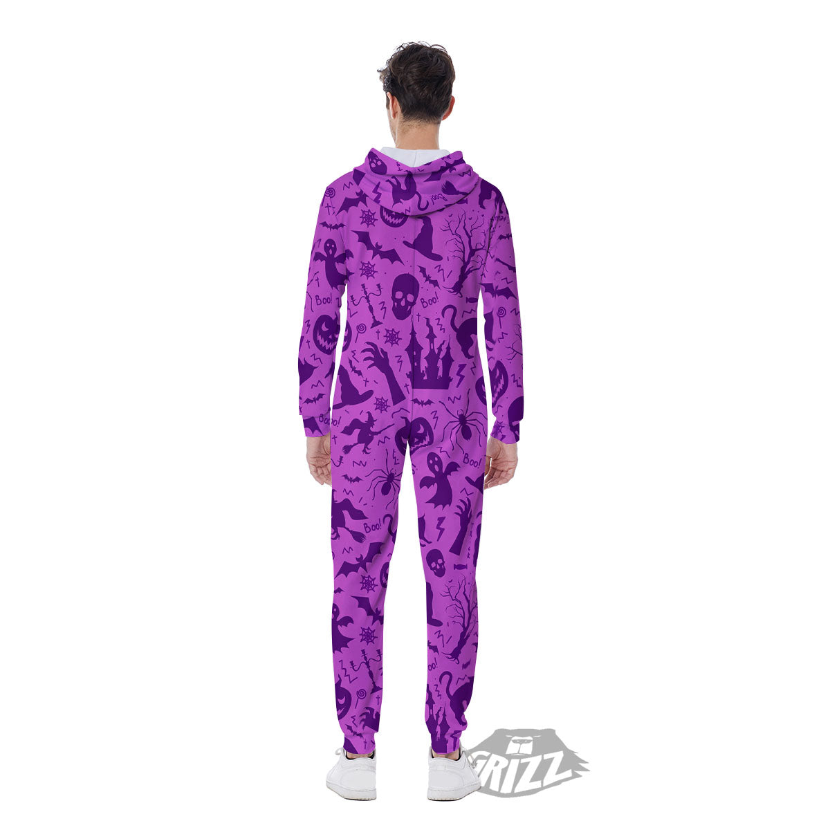 Halloween Purple Print Pattern Men's Jumpsuit-grizzshop