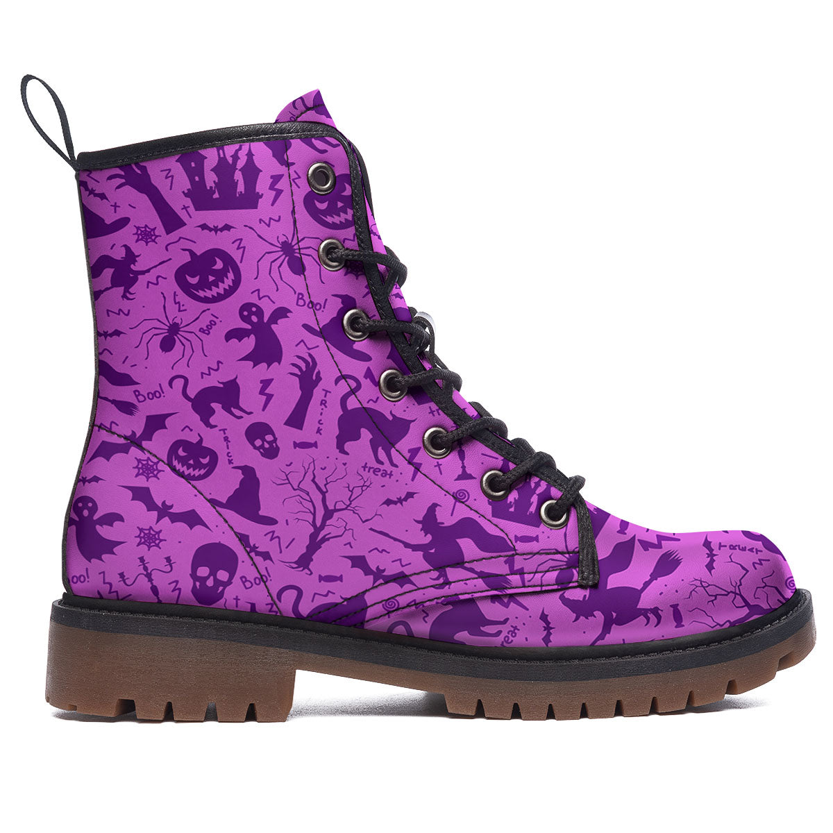 Halloween Purple Print Pattern Work Boots-grizzshop
