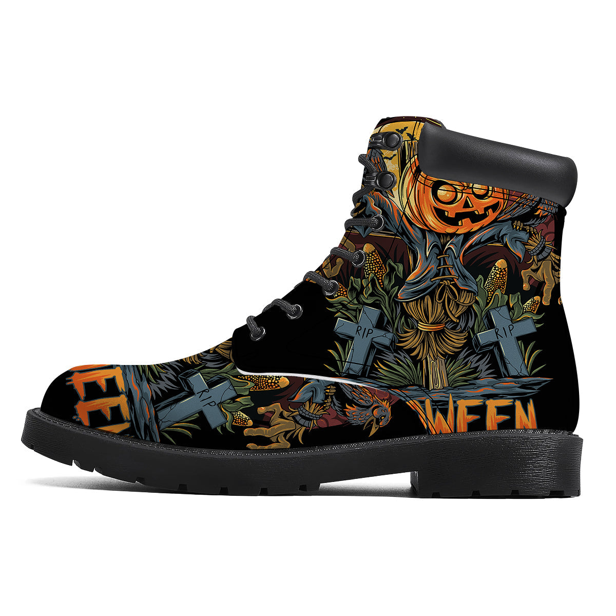 Halloween Scarecrow Print Boots-grizzshop