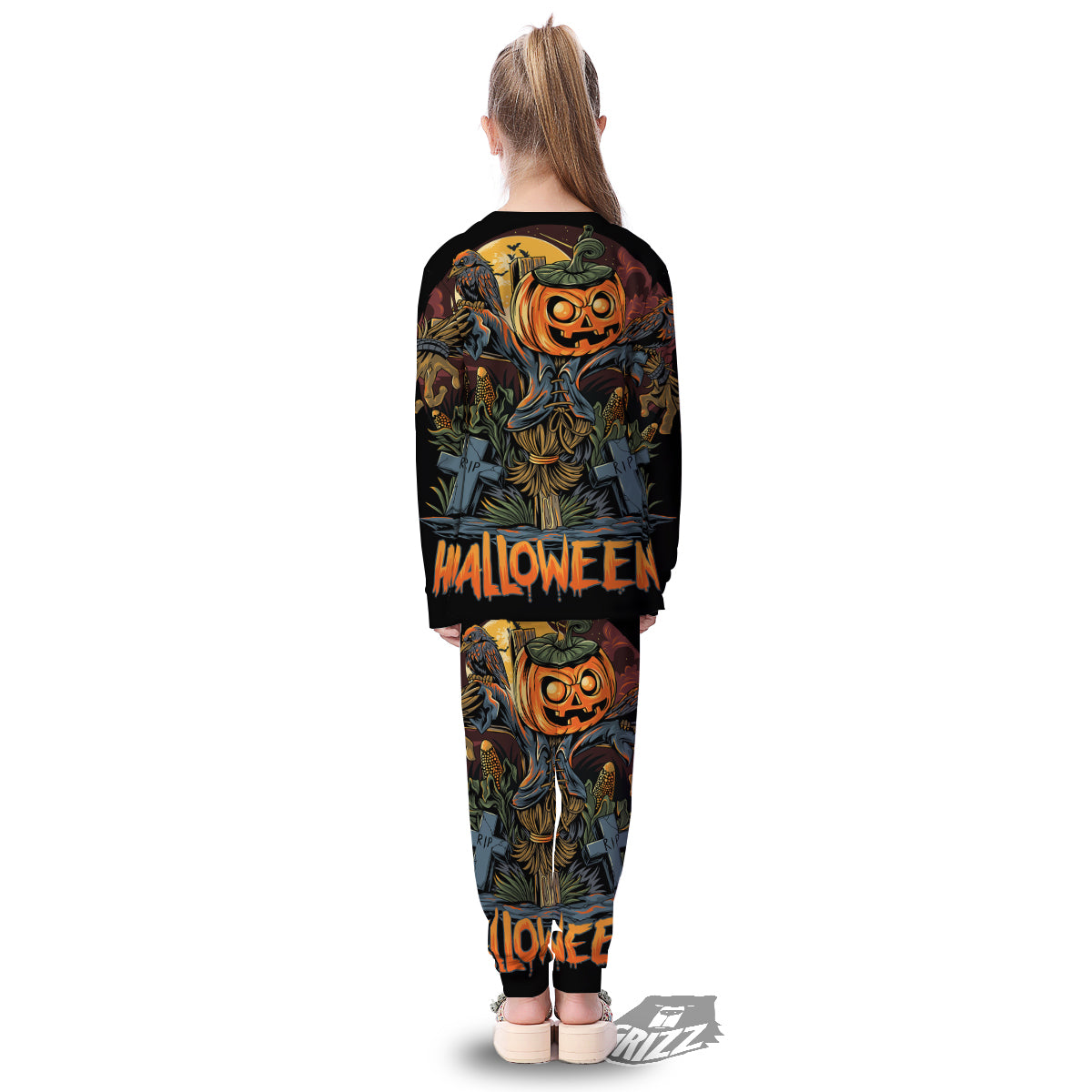 Halloween Scarecrow Print Kid's Pajamas-grizzshop