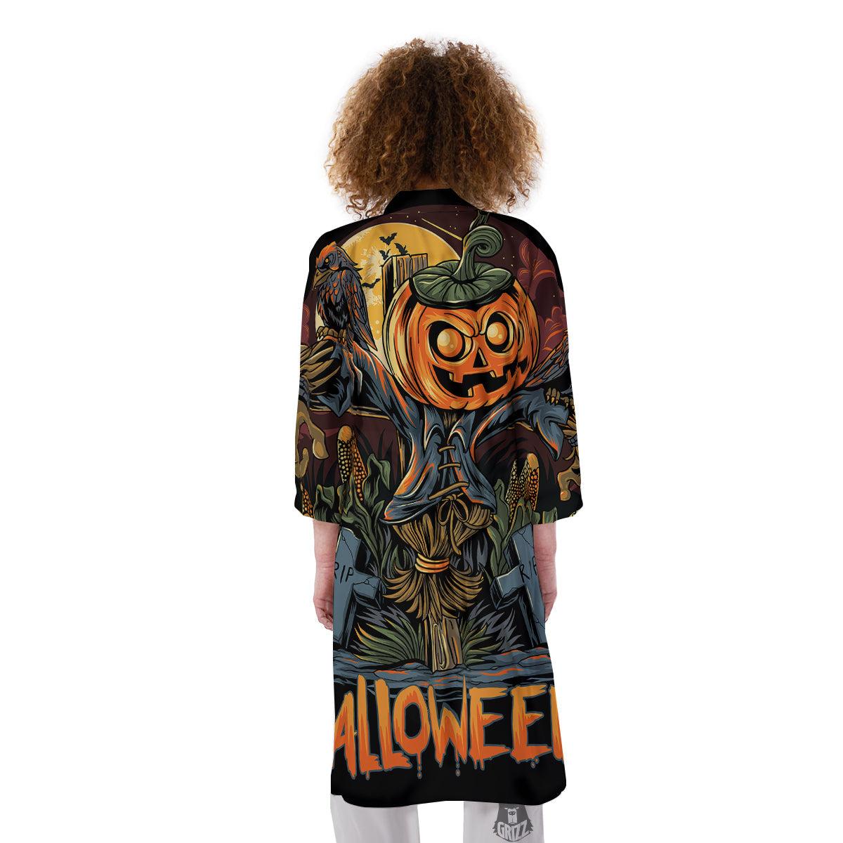 Halloween Scarecrow Print Kimono-grizzshop