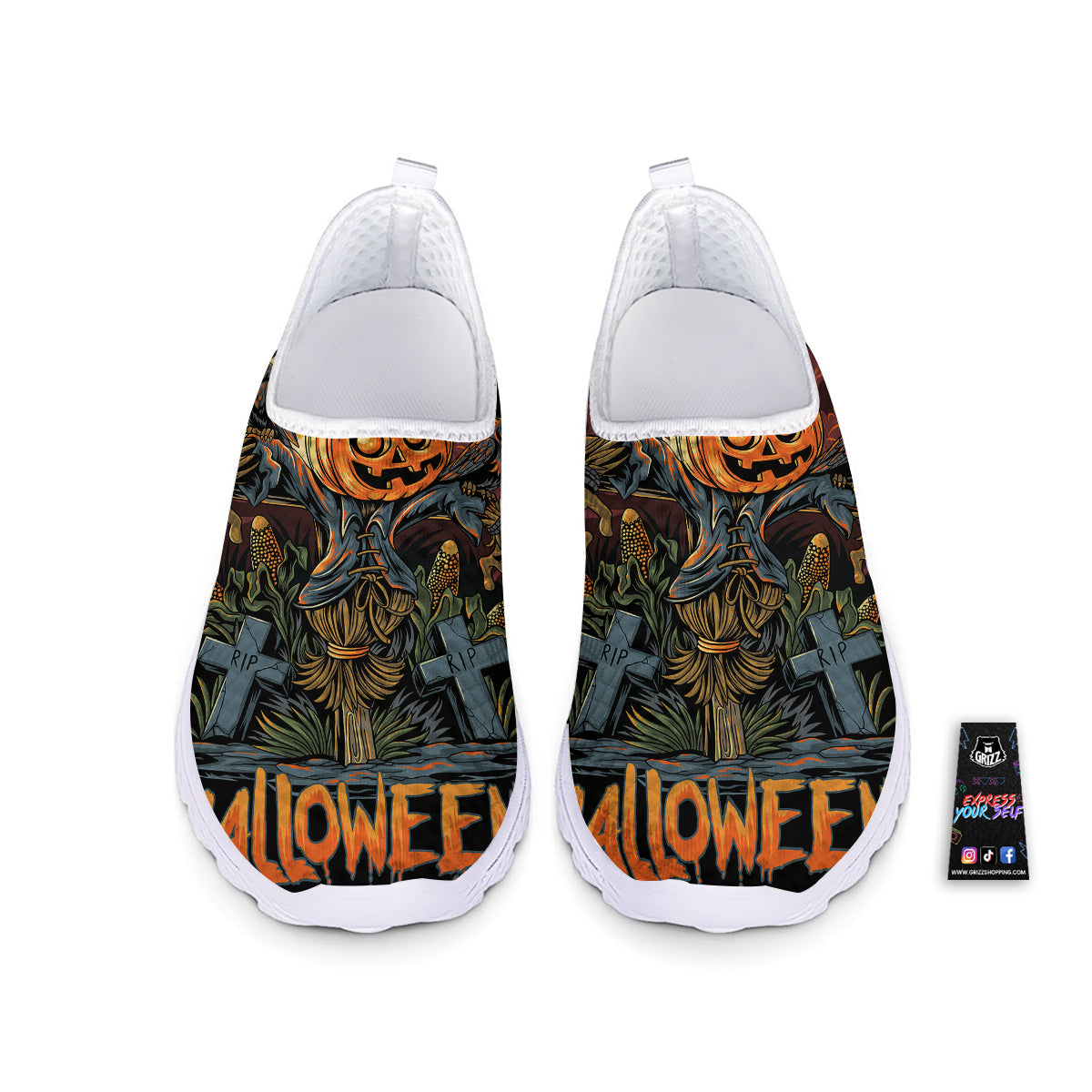 Halloween Scarecrow Print Nurse Shoes-grizzshop