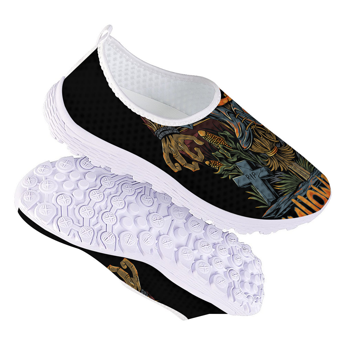 Halloween Scarecrow Print Nurse Shoes-grizzshop
