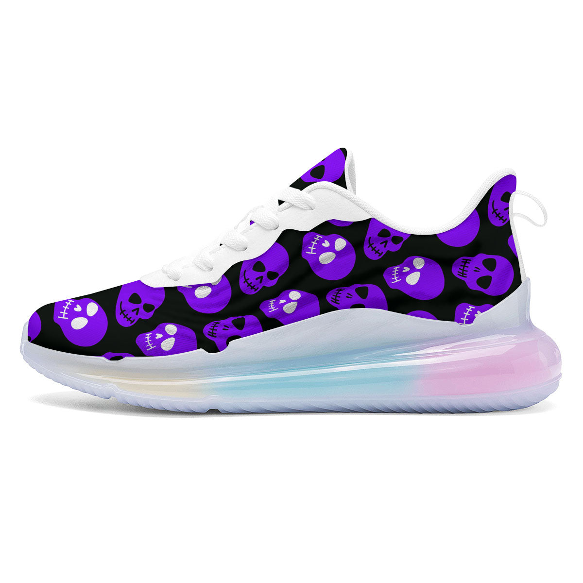 Halloween Skull Black And Purple Print Running Sneakers-grizzshop