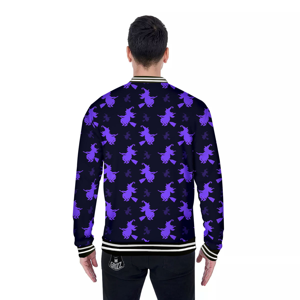 Halloween Witch Purple Print Pattern Baseball Jacket-grizzshop