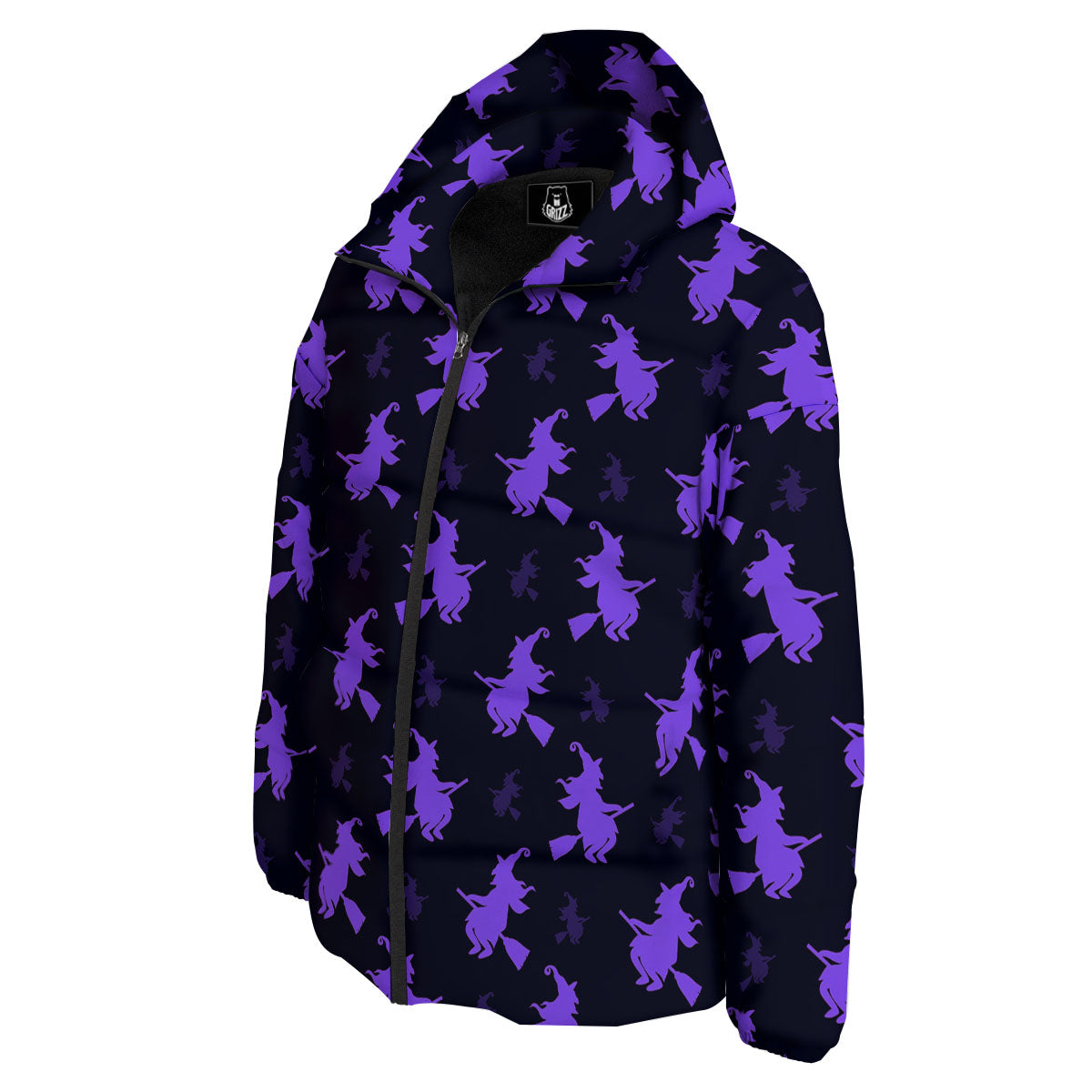 Halloween Witch Purple Print Pattern Down Jacket-grizzshop