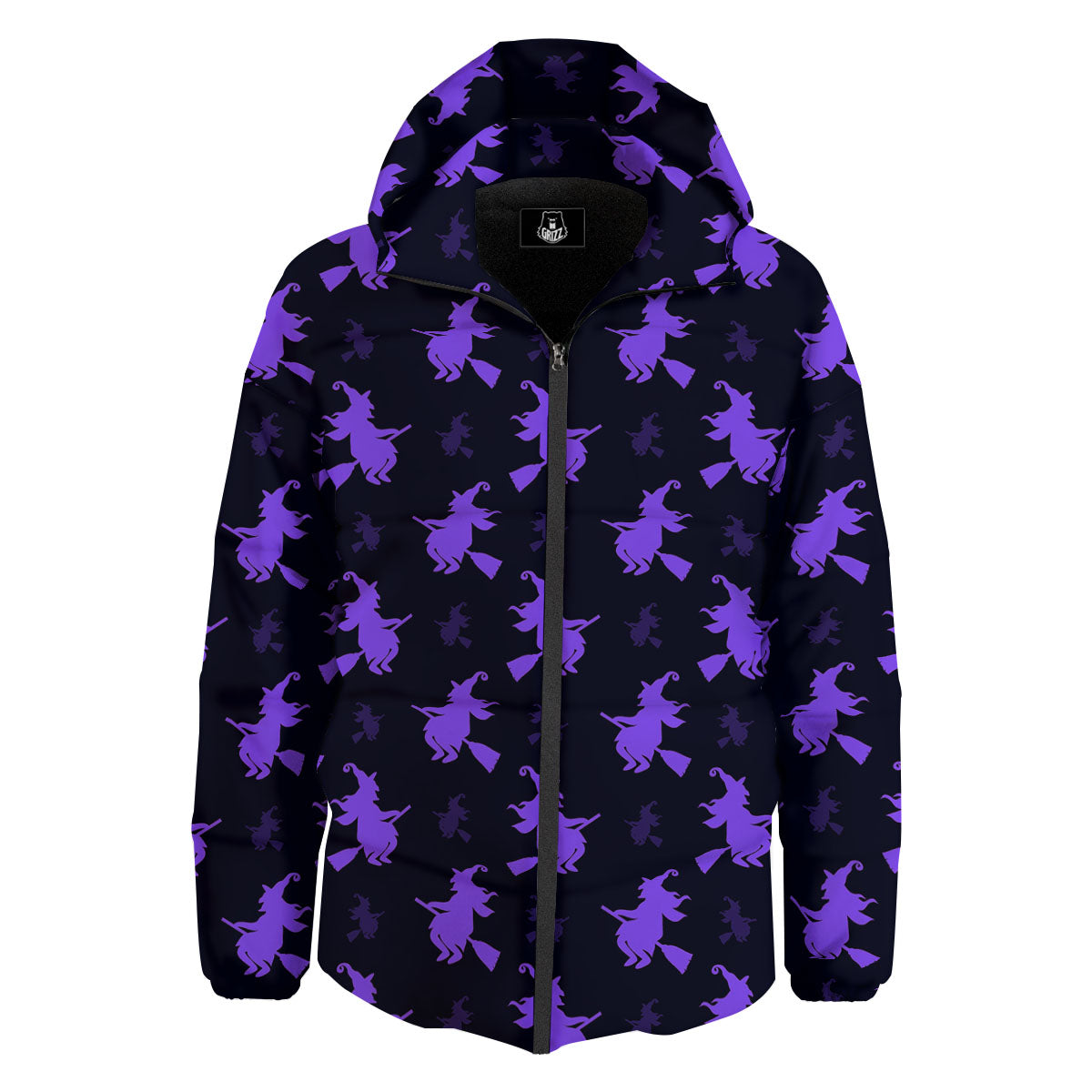 Halloween Witch Purple Print Pattern Down Jacket-grizzshop