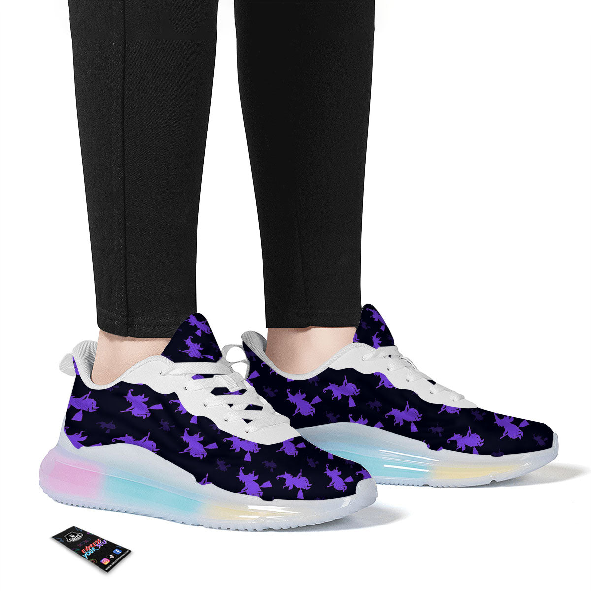 Halloween Witch Purple Print Pattern Running Sneakers-grizzshop