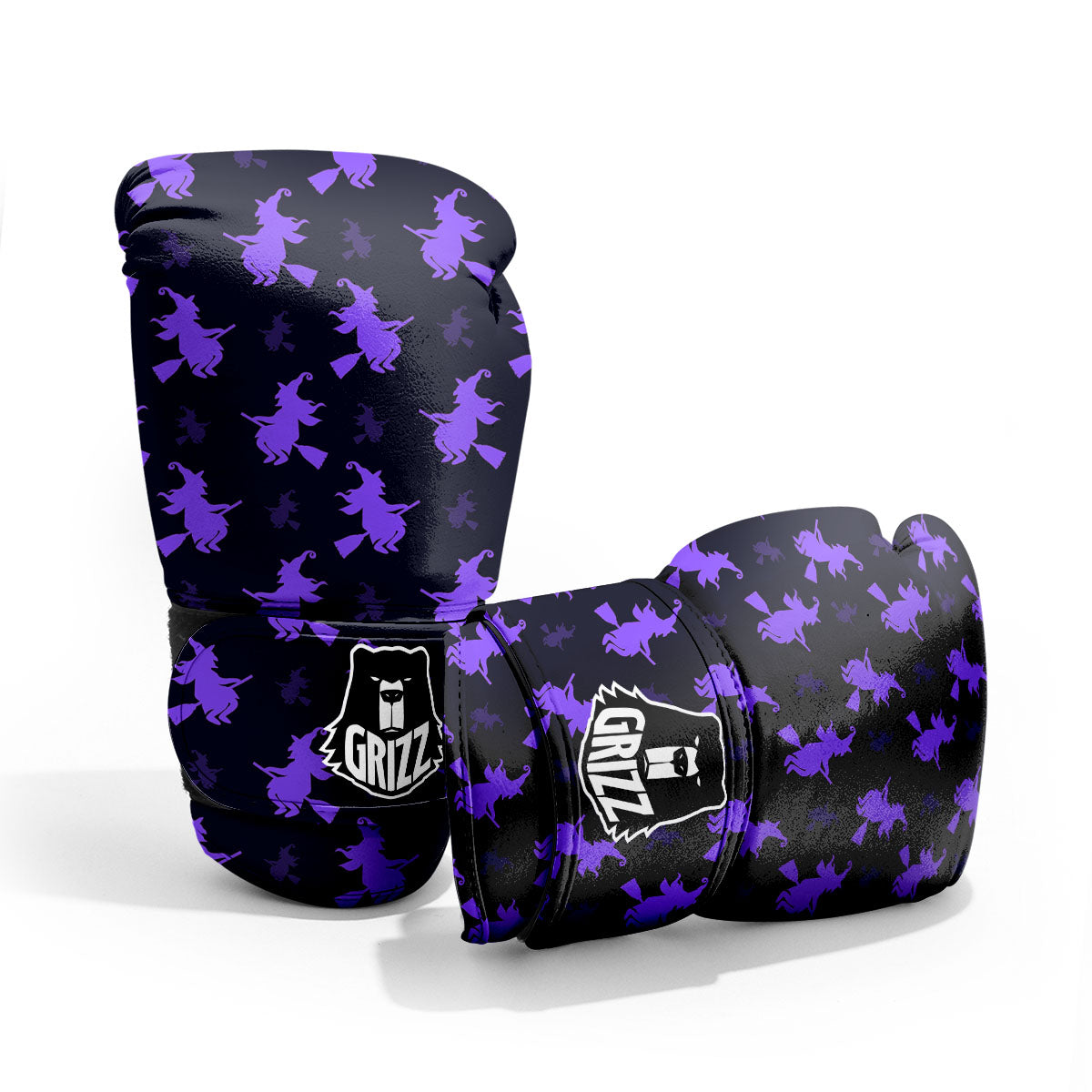 Halloween Witch Purple Print Pattern Pro Boxing Glove