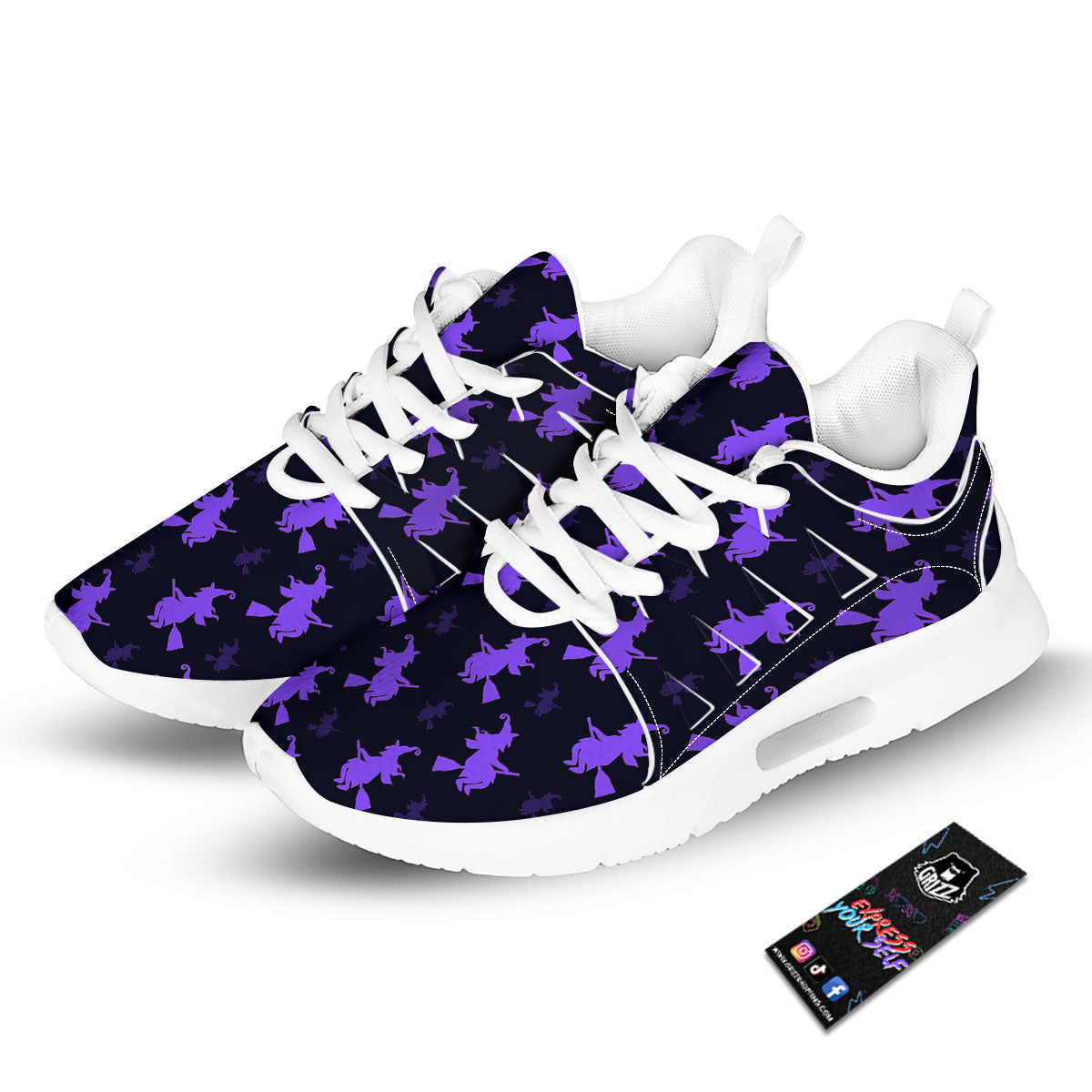 Halloween Witch Purple Print Pattern Tennis Shoes-grizzshop