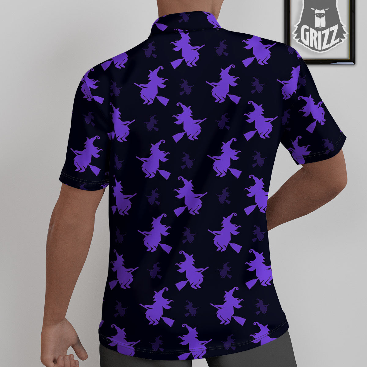 Halloween Witch Purple Print Pattern Untucked Shirts-grizzshop
