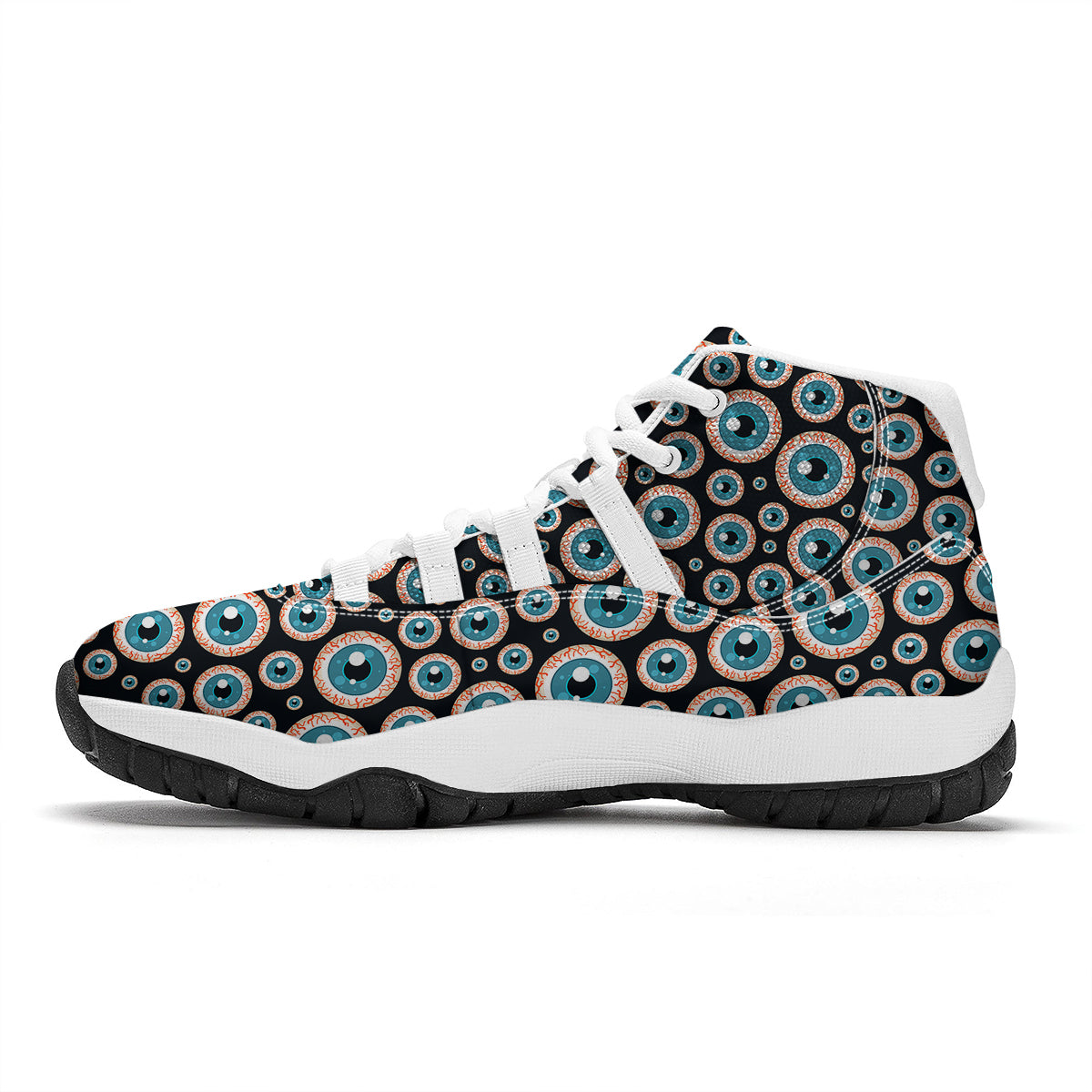 Halloween Zombie Eyes Pattern Print White Bball Shoes-grizzshop