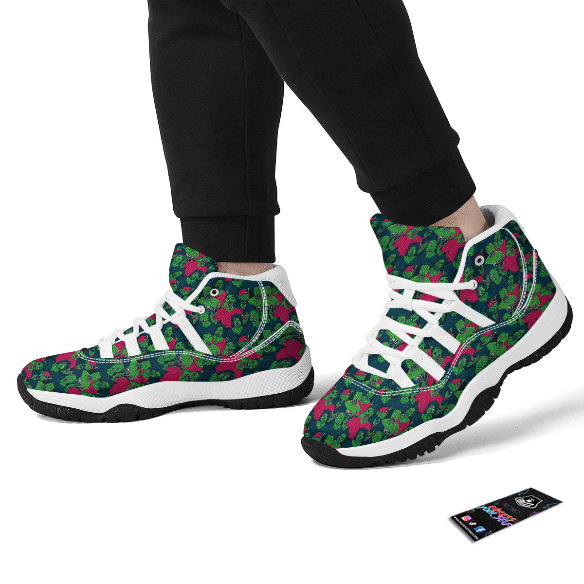 Halloween Zombie Pattern Print White Bball Shoes-grizzshop