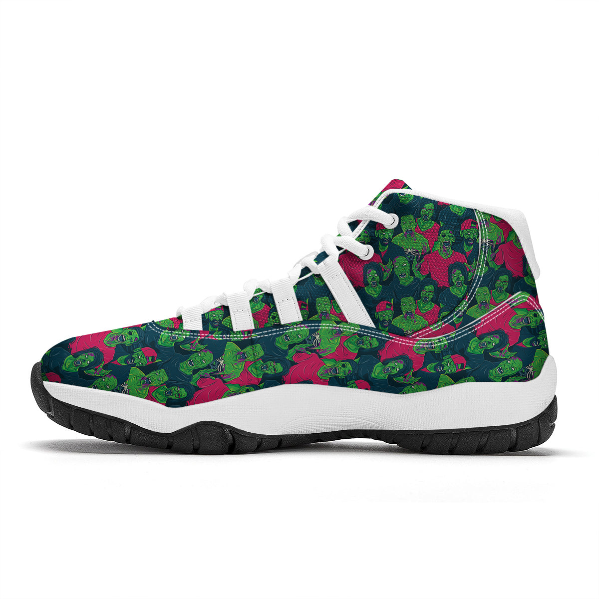 Halloween Zombie Pattern Print White Bball Shoes-grizzshop