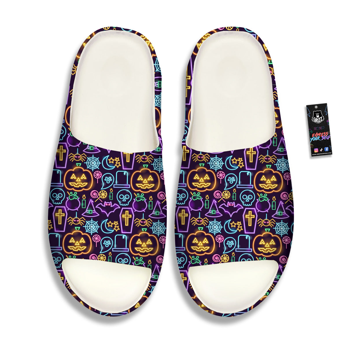 Halloween Neon Cute Print Pattern Sandals-grizzshop