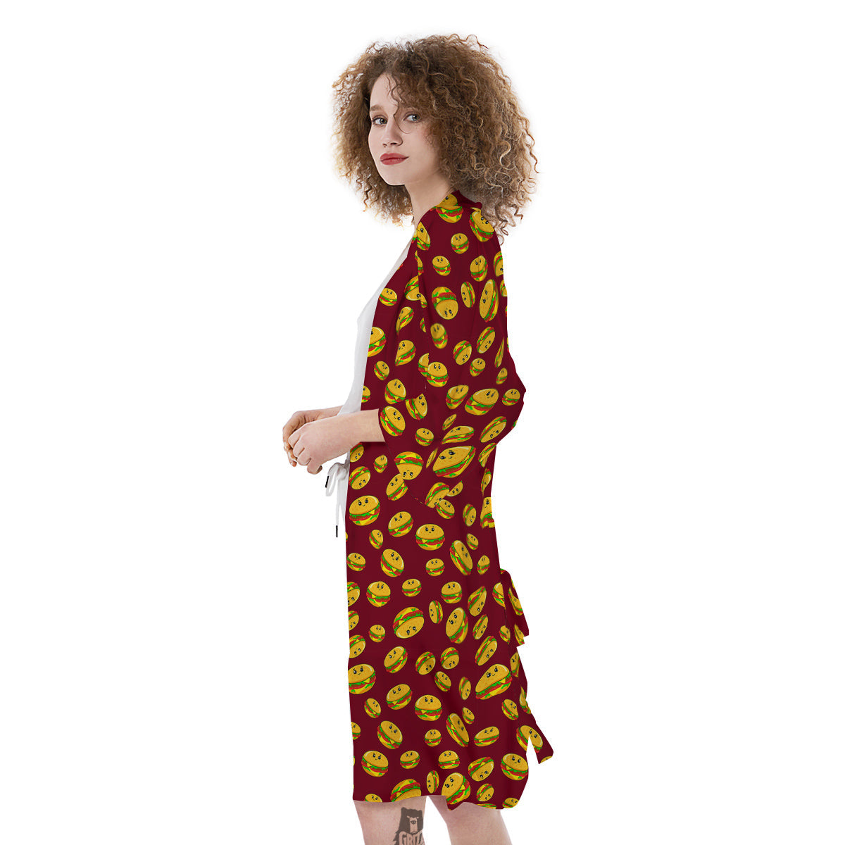 Hamburger Cute Print Pattern Kimono-grizzshop