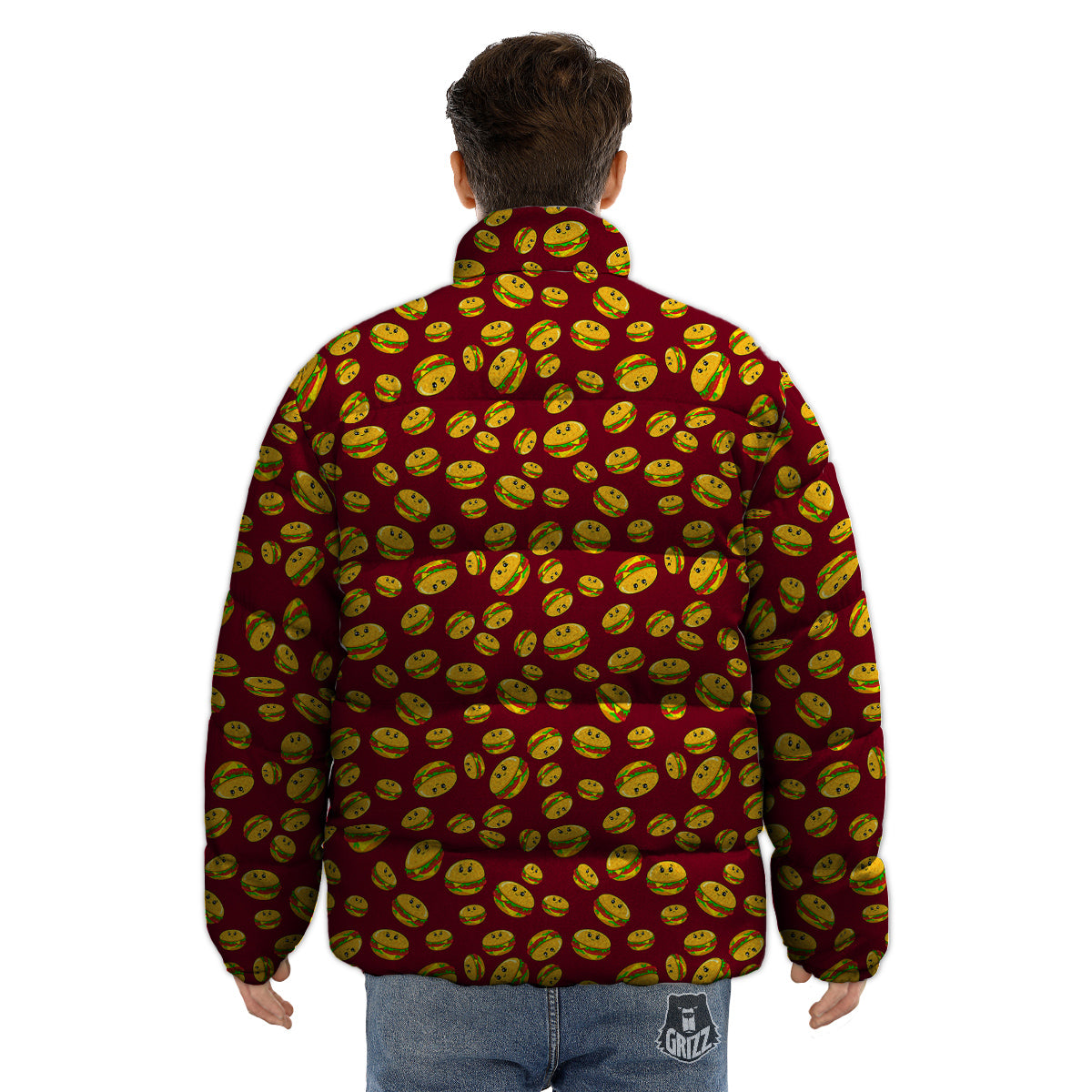 Hamburger Cute Print Pattern Puffer Jacket-grizzshop