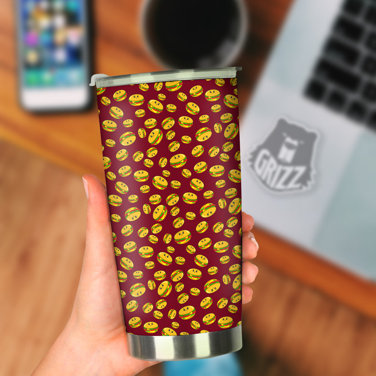 Hamburger Cute Print Pattern Tumbler-grizzshop