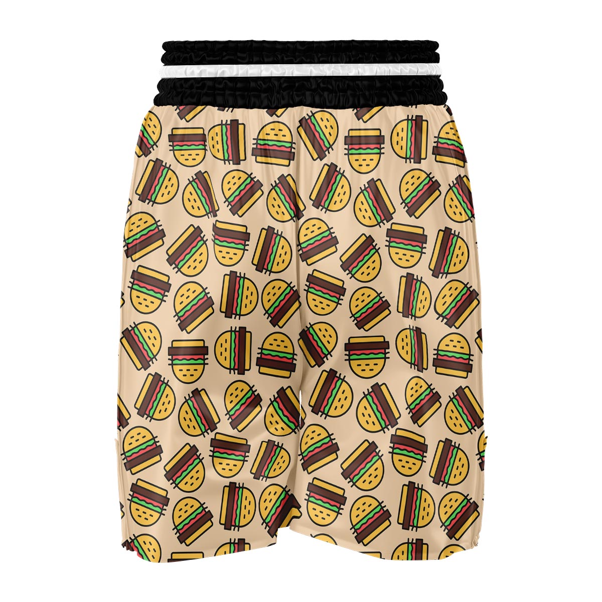 Hamburger Pattern Print Boxing Shorts-grizzshop