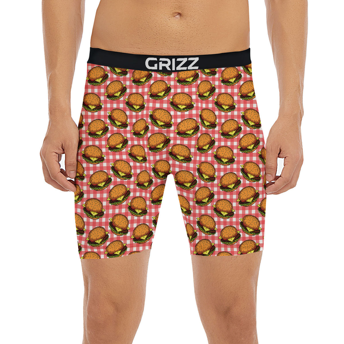 Hamburger Plaid Print Pattern Boxer Briefs-grizzshop