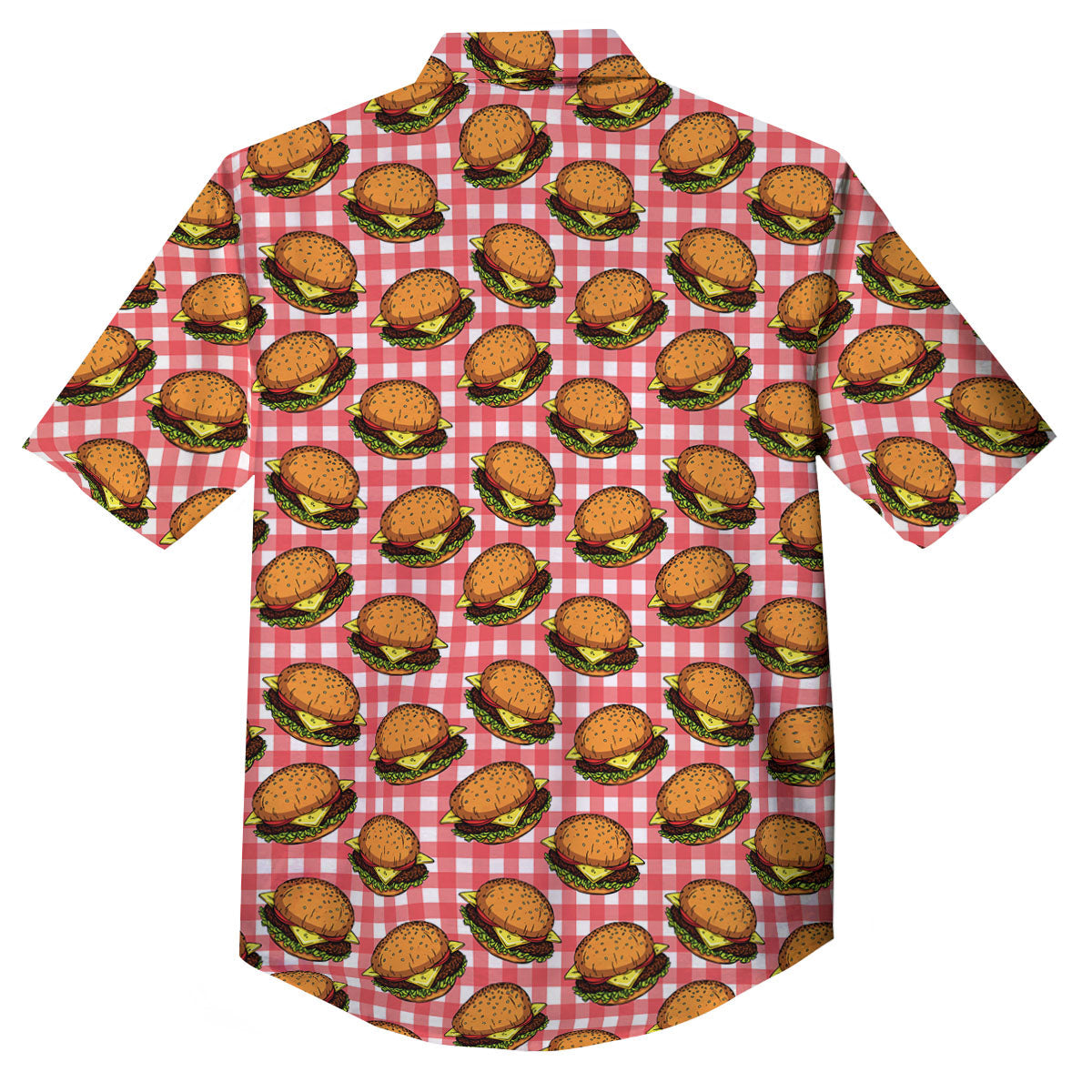 Hamburger Plaid Print Pattern Button Up Shirt-grizzshop