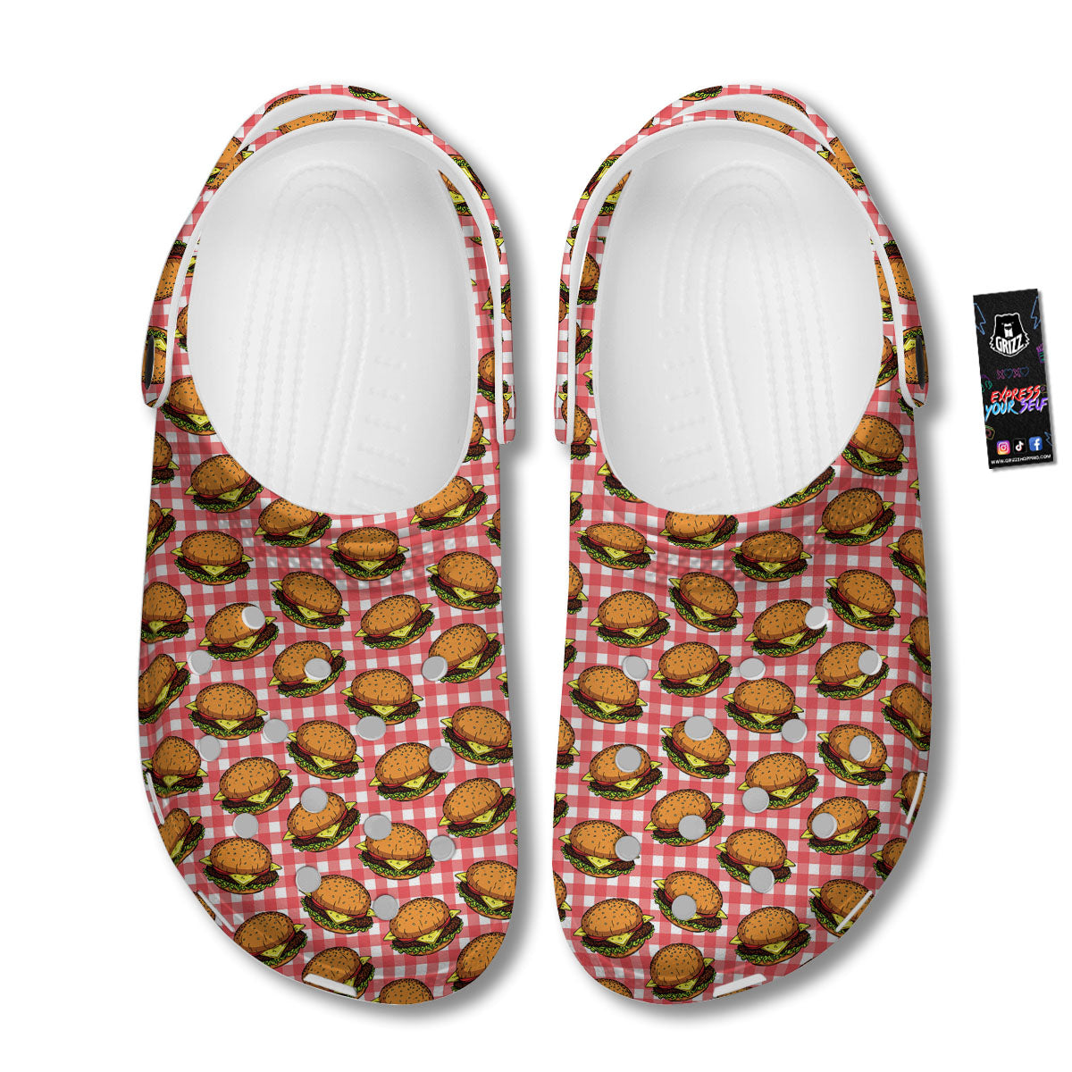 Hamburger Plaid Print Pattern Clog-grizzshop