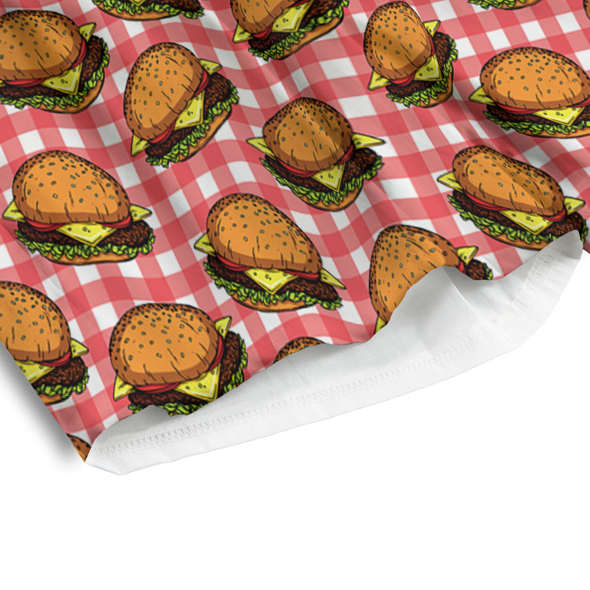 Hamburger Plaid Print Pattern Men's Athletic Shorts