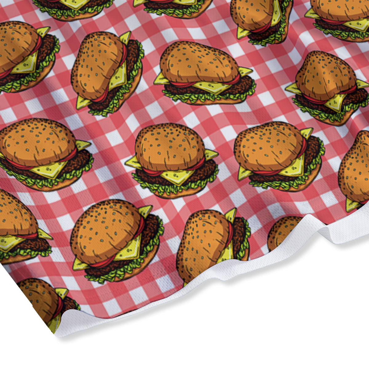 Hamburger Plaid Print Pattern Mesh Shorts