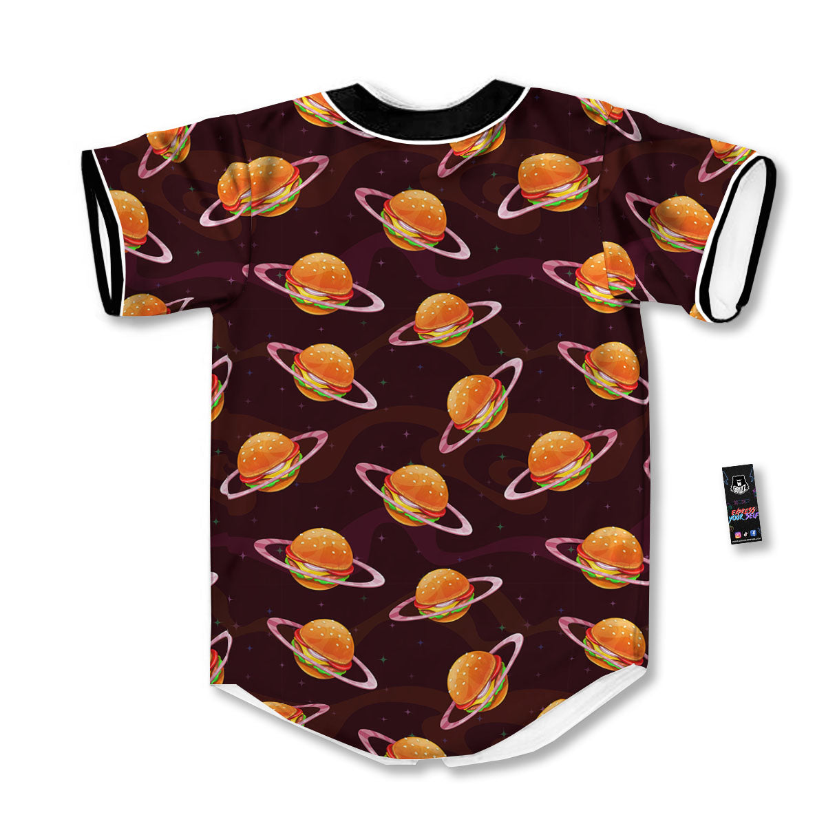 Hamburger Planet Print Pattern Baseball Jersey-grizzshop