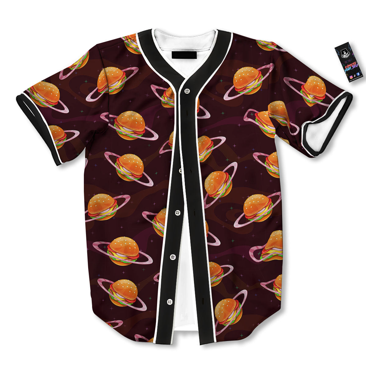 Hamburger Planet Print Pattern Baseball Jersey-grizzshop