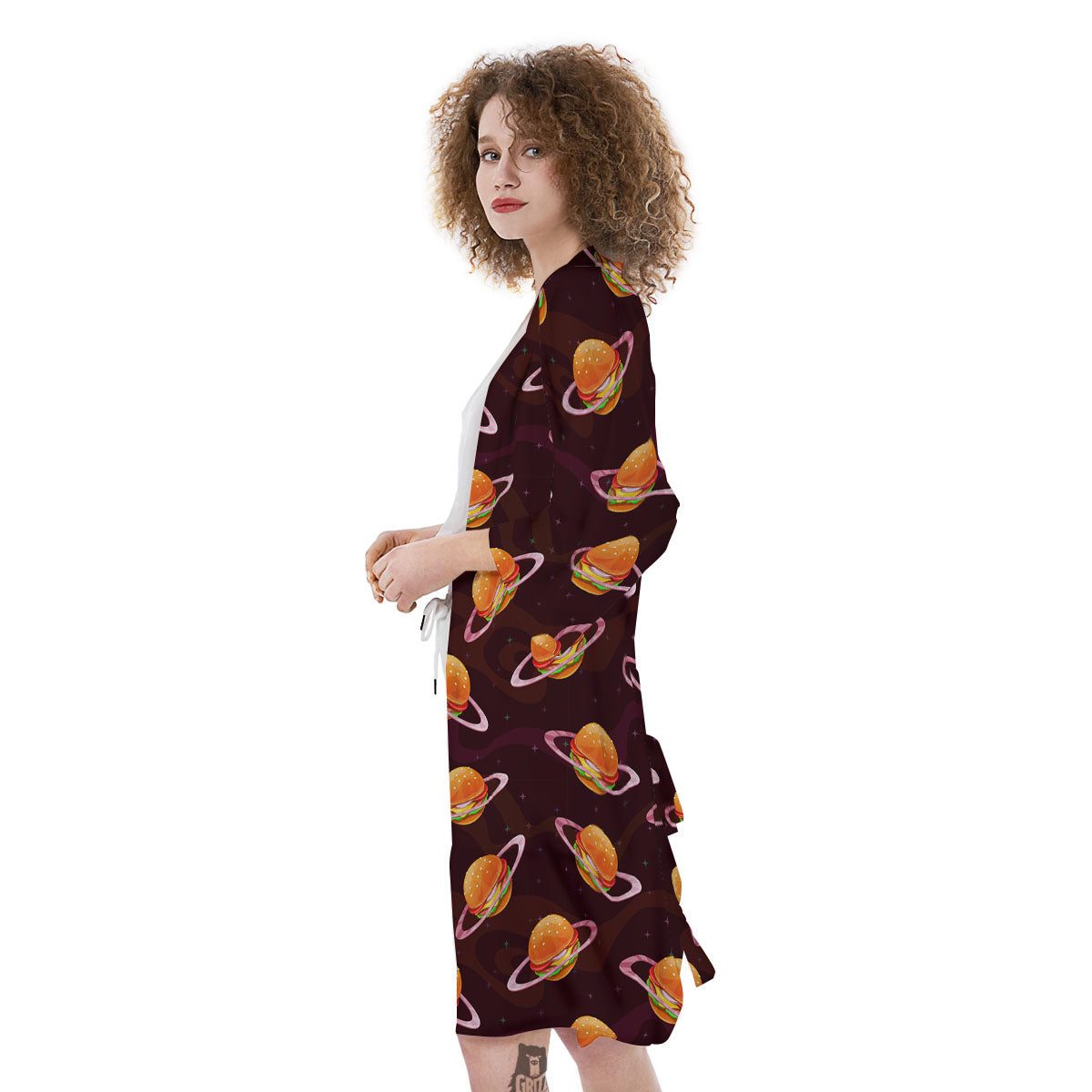 Hamburger Planet Print Pattern Kimono-grizzshop
