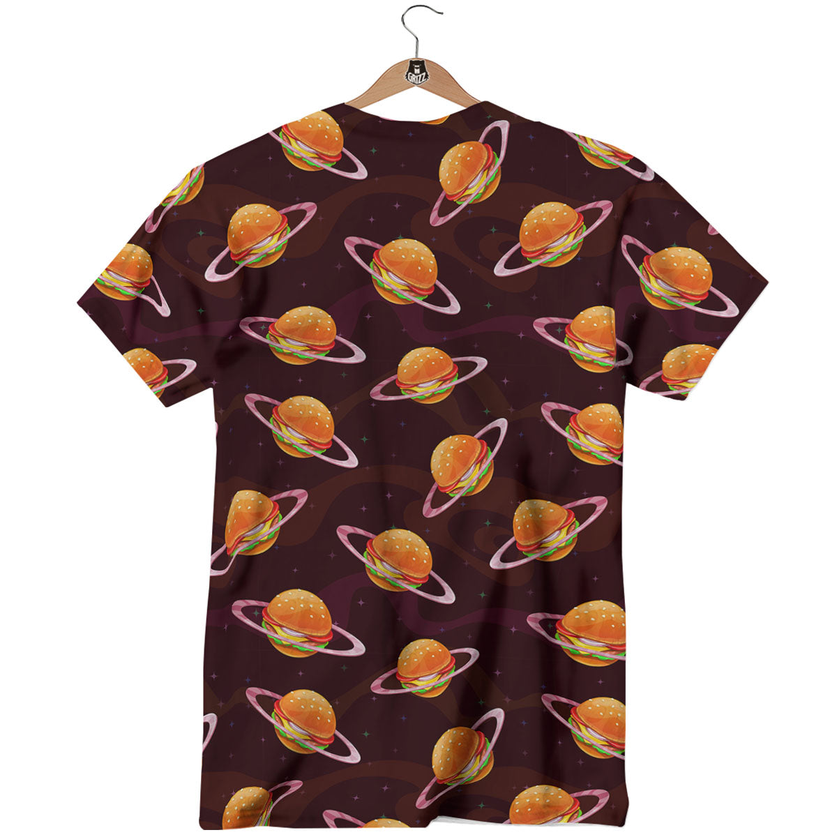 Hamburger Planet Print Pattern T-Shirt-grizzshop