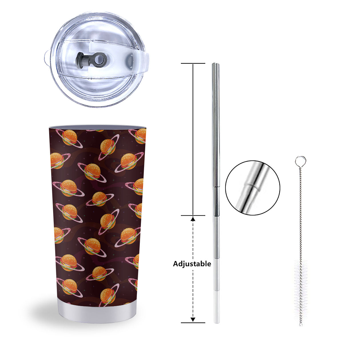 Hamburger Planet Print Pattern Tumbler-grizzshop